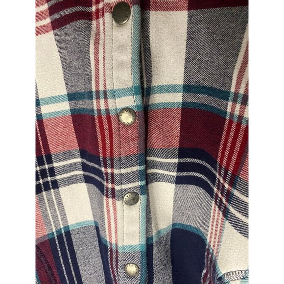 Orvis Womens S Plaid Flannel Lined Tartan Plaid Shirt Jacket Snap Western - Picture 4 of 8